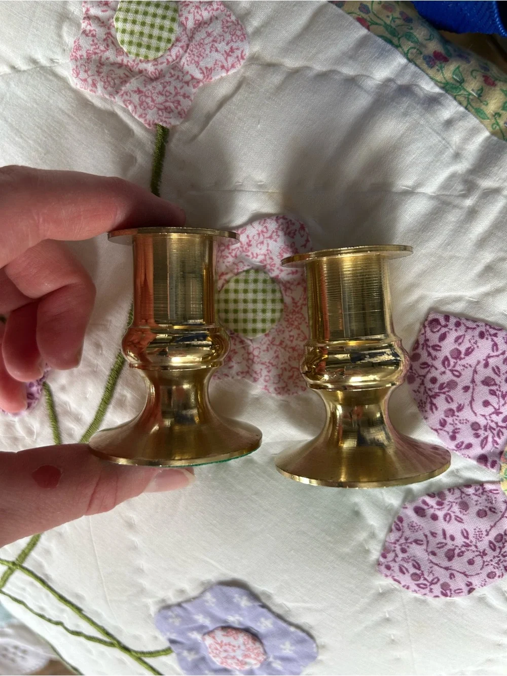 Brass Candlestick Pair - Polished Gold Finish